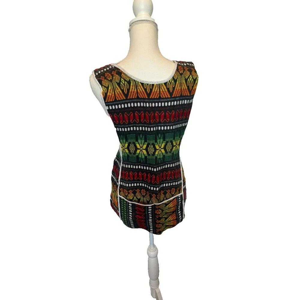 Vintage Handmade Guatemalan Hand Woven Apron Pocket Vest Colorful - Picture 6 of 8